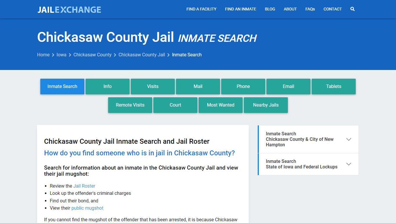 Inmate Search: Roster & Mugshots - Chickasaw County Jail, IA